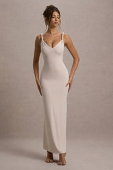 Champagne Twist-Neck Maxi Dress